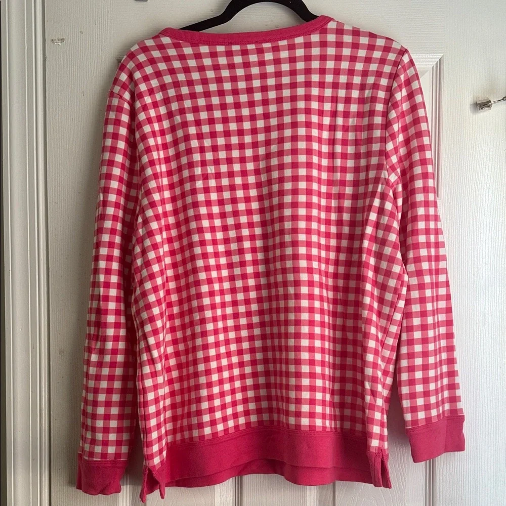 Talbots Pink and White Checkered Sweatshirt - Picture 6 of 6